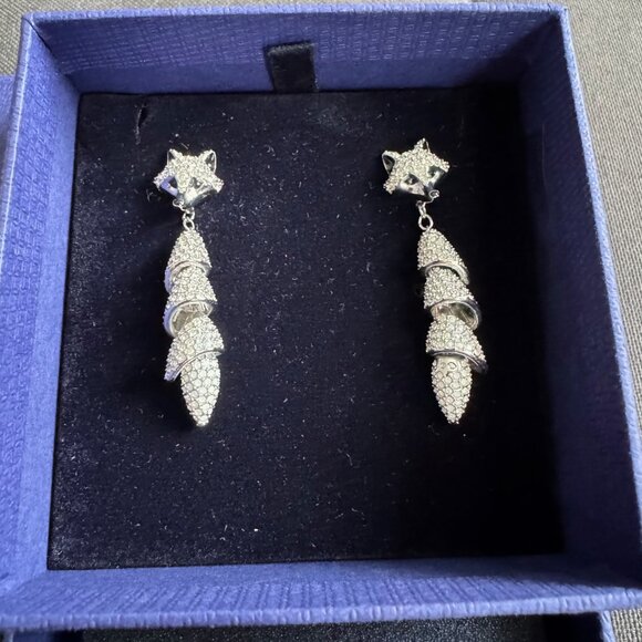 Swarovski Jewelry - New in Box! Authentic Swarovski Fox Crystal Drop Earrings Silver-Tone